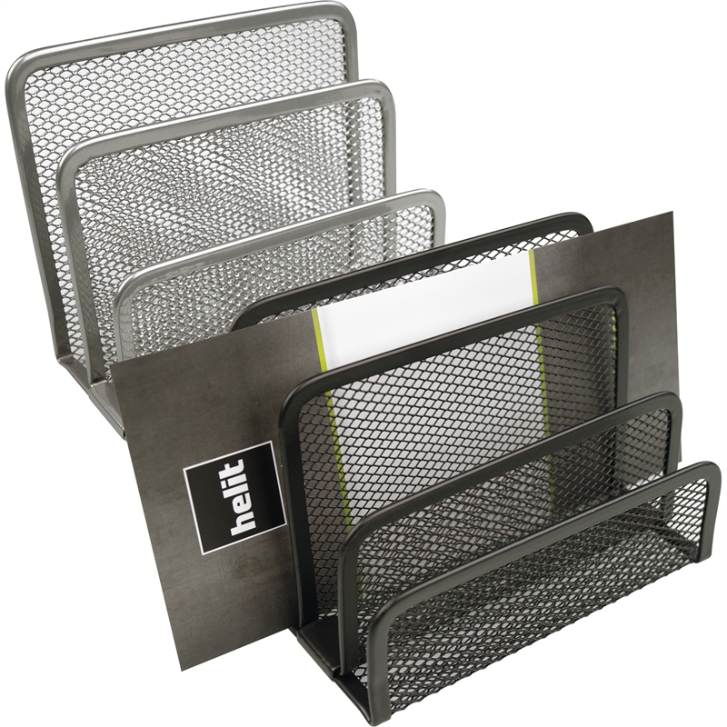 Bild von helit Briefständer Mesh H2518300 14x7x9,7cm 3Fächer Metall silber
