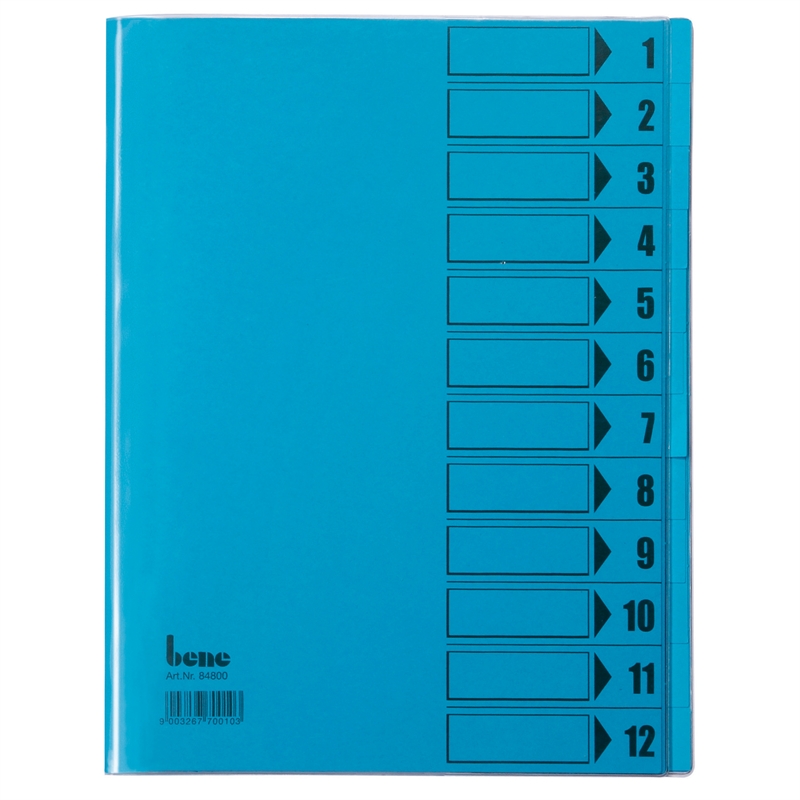 Bild von Bene Ordnungsmappe 84800BL DIN A4 12Fächer PVC blau