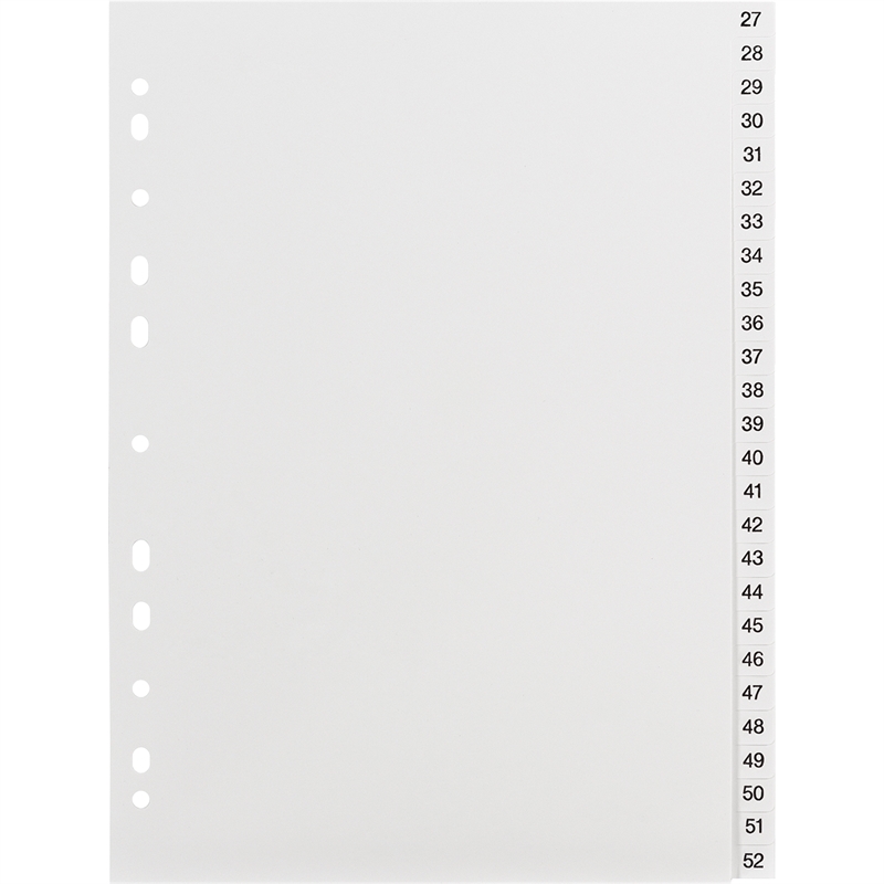 Bild von Soennecken Register 2119 DIN A4 1-52 volle Höhe PP weiß