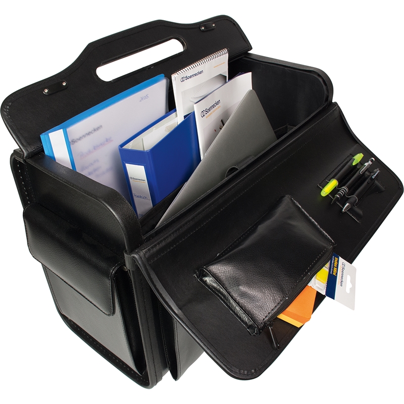 Bild von Soennecken Pilotenkoffer Leipzig 5174 Leder mit rollen schwarz