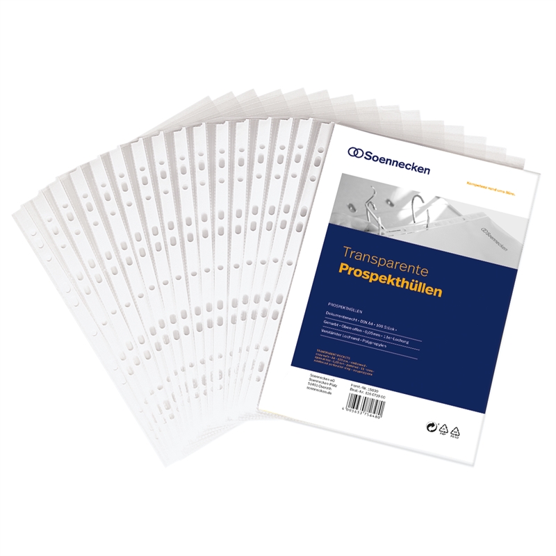 Bild von Soennecken Prospekthülle 1602 DIN A4 PP transparent 100 St./Pack.