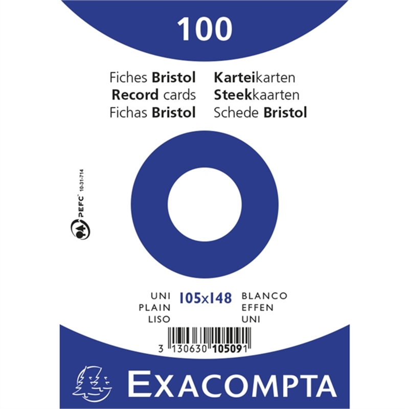 Bild von Folie eingeschweißt mit 100 Stück Karteikarten ungelocht, DIN A6 105x148mm, 205g, blanko