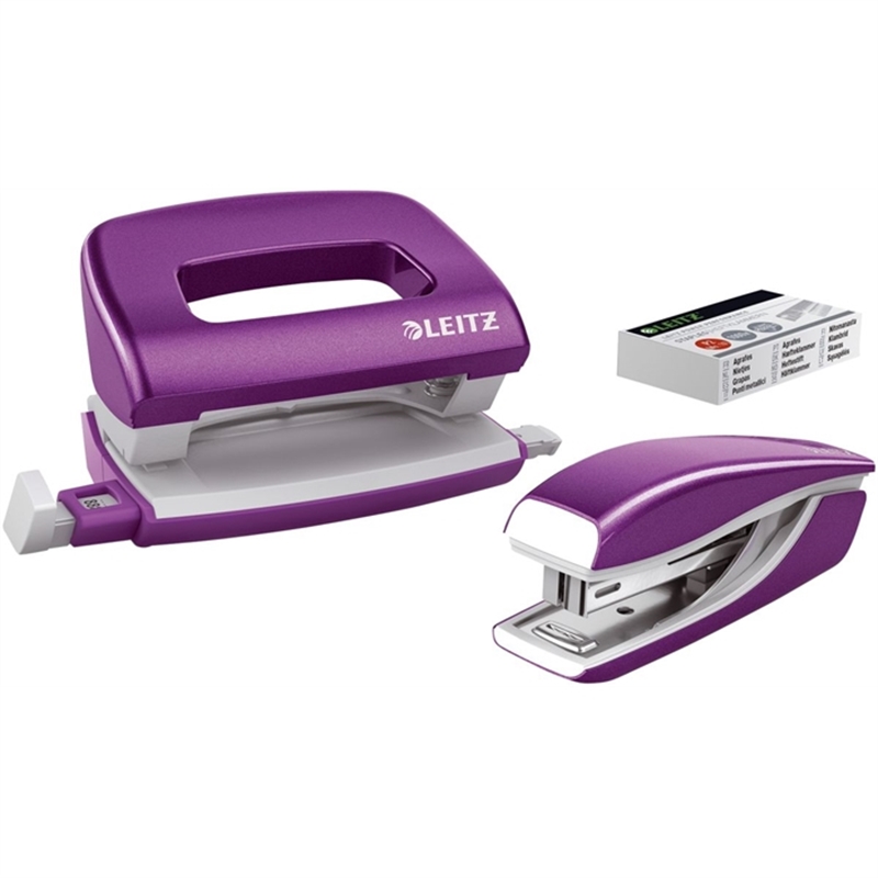 Bild von Leitz 5561 Set Mini Locher Heftgerät NeXXt WOW - violett metallic