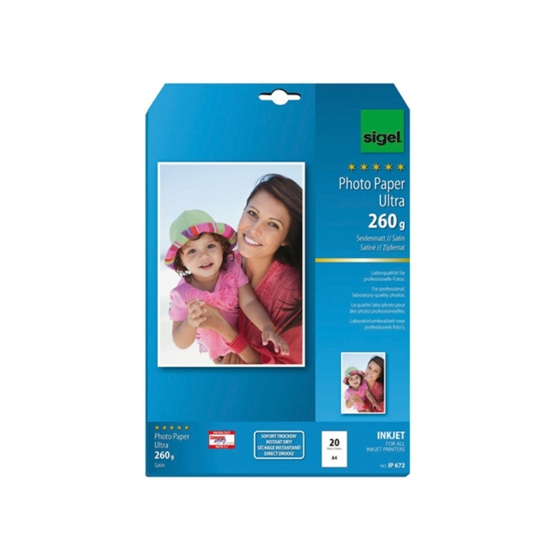 Bild von Inkjet Fotopapier Ultra - A4, seidenmatt, 260 g/qm, 20 Blatt