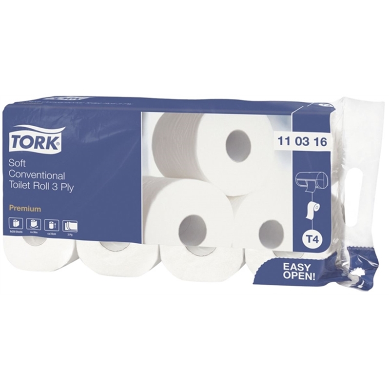 Bild von Tork® Premium Toilettenpapier, extra weich - 3-lagig m. Dekorprägung, hochweiß (8 Rollen)