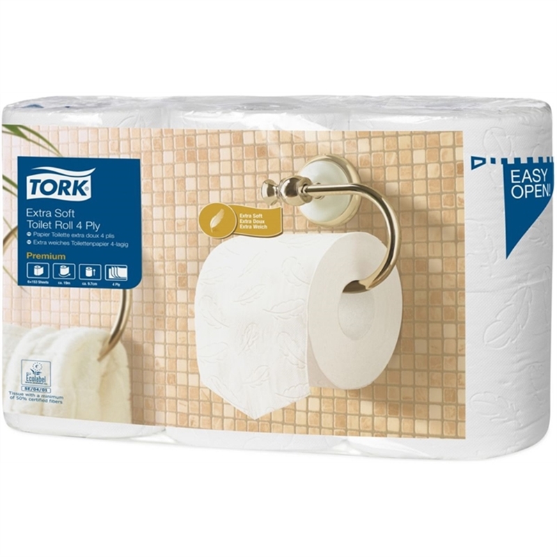 Bild von Tork® Premium Toilettenpapier, extra weich - 4-lagig m. Federprägung, hochweiß,